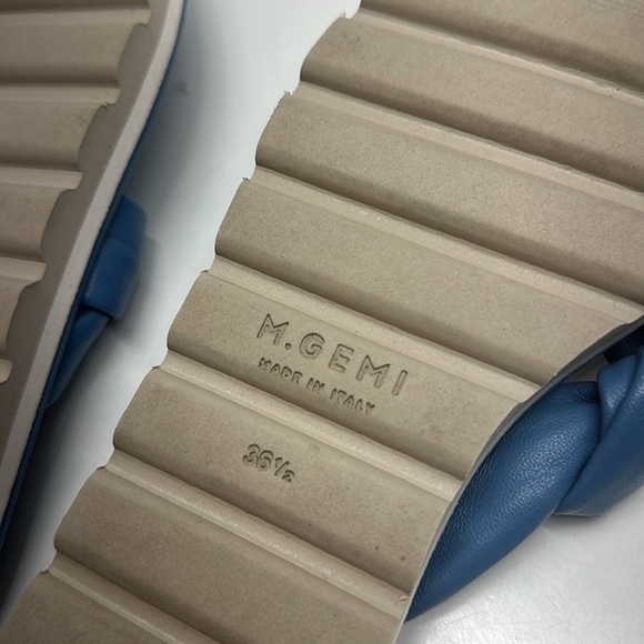 M Gemi The Torcere Sandals Flip Flop Shoes Nappa Leather Twisted Strap Blue 6.5 - Picture 7 of 9